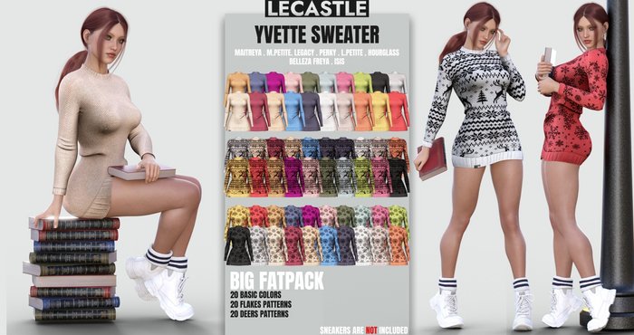 [LECASTLE] Yvette Sweater FATPACK - Original Mesh - Maitreya, Legacy, Slink, Belleza 1816