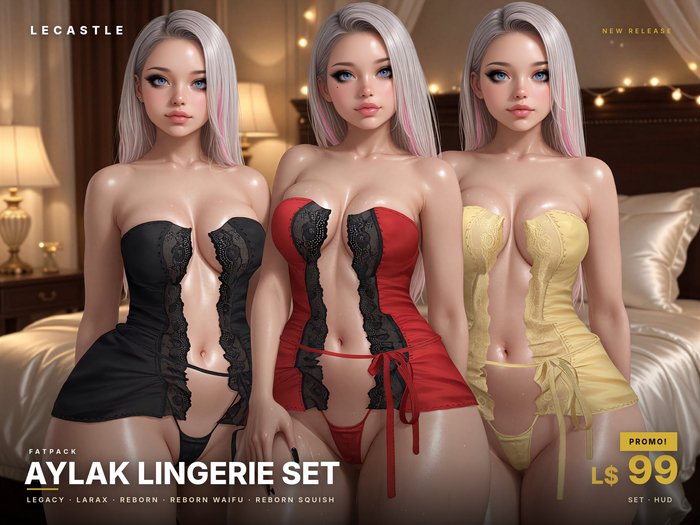 PROMO! - [LECASTLE] Aylak Lingerie Set Fatpack • Legacy • LaraX • Reborn • Reborn Waifu • Reborn Squish