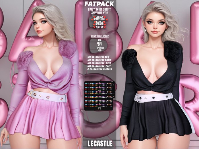 [LECASTLE] Daisy Skirt Outfit Legacy, Bombshell, LaraX, Reborn, Waifus