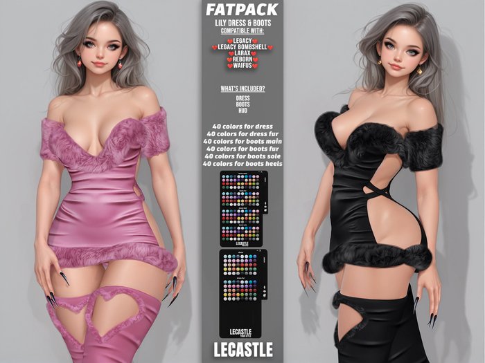 [LECASTLE] Lily Dress & Boots Legacy,Bombshell, LaraX, Reborn, Waifus