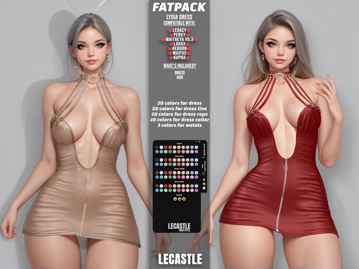 [LECASTLE] Lydia Dress Legacy,Perky, Maitreya, LaraX, Reborn, Waifus, Kupra