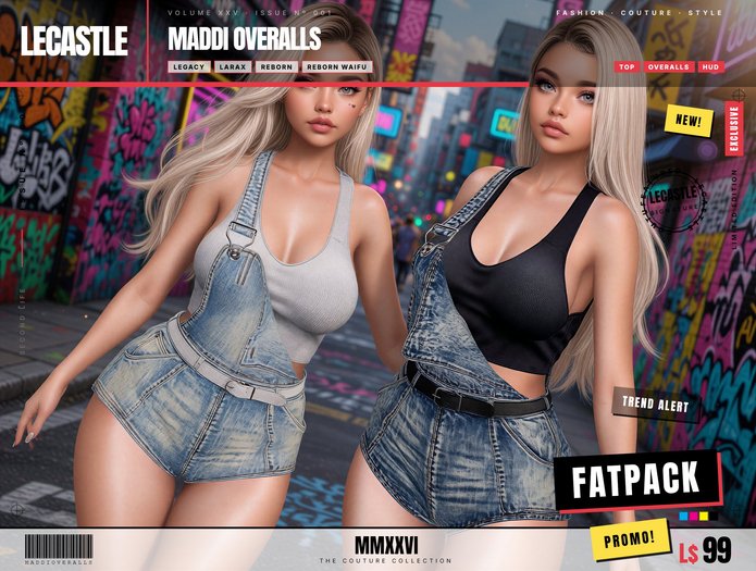 PROMO! - [LECASTLE] Maddi Overalls Fatpack • Legacy • LaraX • Reborn • Reborn Waifu