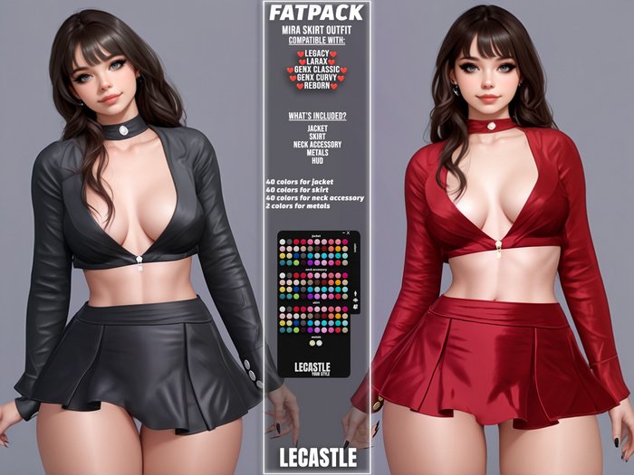 [LECASTLE] Mira Skirt Outfit Legacy, LaraX, Reborn, GenX Classic, GenX Curvy
