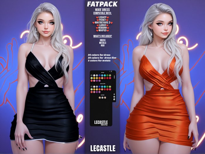 [LECASTLE] Nixie Dress Legacy, Perky, LaraX, Maitreya, Reborn, Waifus