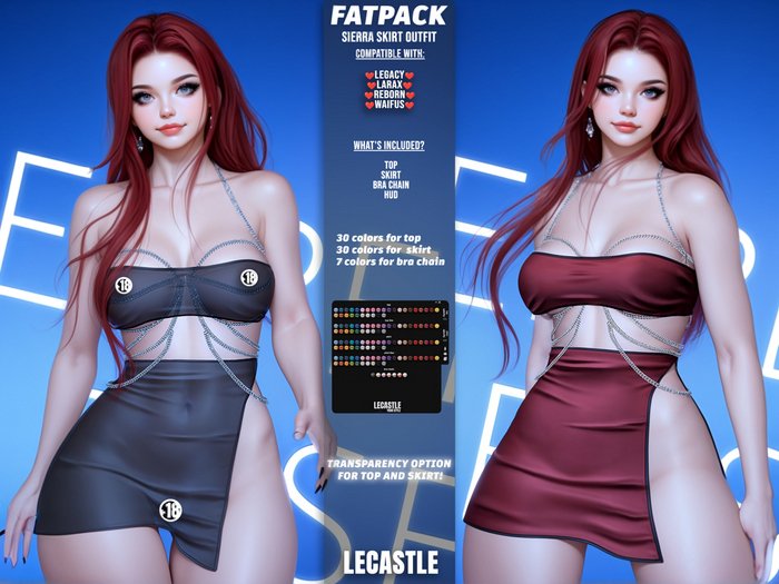 [LECASTLE] Sierra Skirt Outfit Legacy, LaraX, Reborn, Waifus