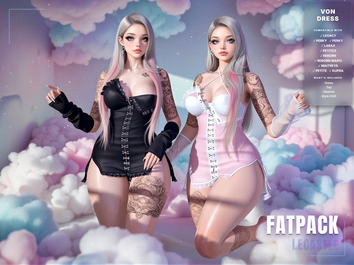 [LECASTLE] Von Dress,Legacy,Perky,Bombshell,LaraX,PetiteX,Maitreya,Petite,Reborn,Waifus,Kupra