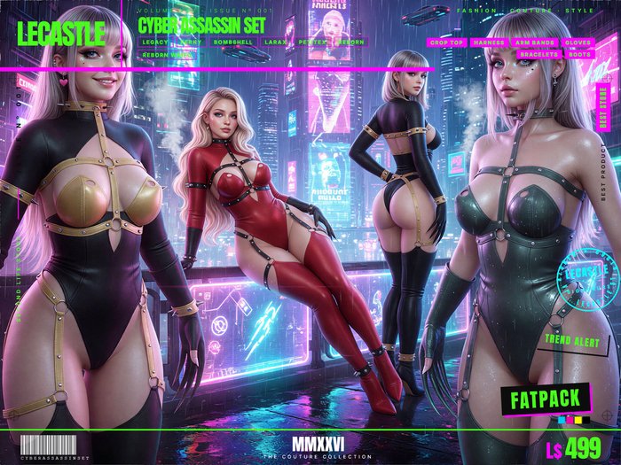[LECASTLE] Cyber Assassin Set Mega Fatpack • Legacy • Perky • Bombshell • LaraX • PetiteX • Reborn • Reborn Waifu