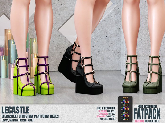 [LECASTLE] Efrosinia Platform Heels, Legacy, Maitreya, Reborn, Kupra 6837