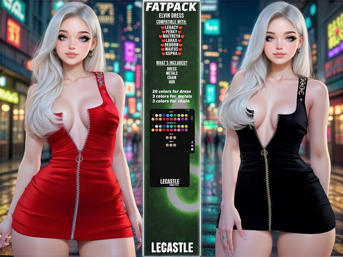 [LECASTLE] Elvin Dress,Legacy,Perky,LaraX,Maitreya,Reborn,Waifus,Kupra