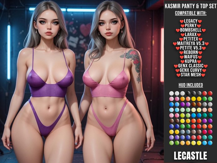 PROMO! - [LECASTLE] Kasmir Panty & Top Set, Legacy, Perky, LaraX, PetiteX, Lara V5.3, Petite V5.3, GenX, Reborn, Waifus