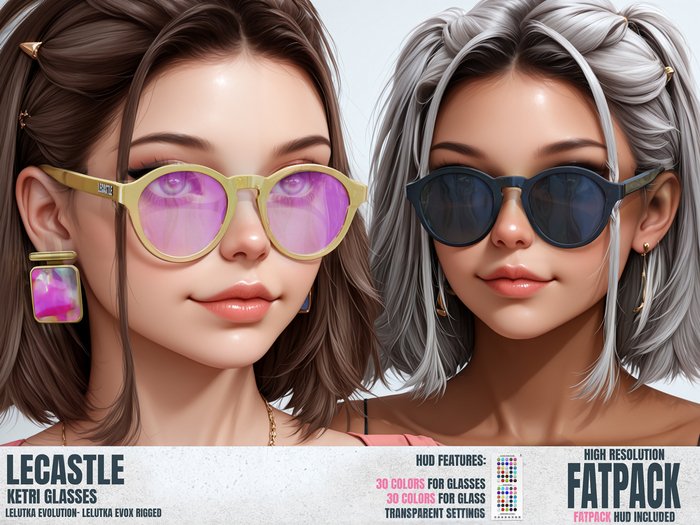 [LECASTLE] Ketri Glasses - LeLUTKA Rigged 3570