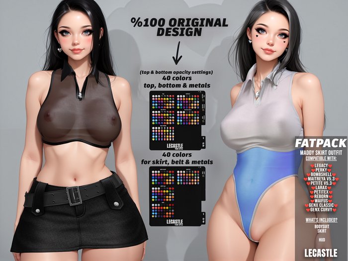 [LECASTLE] Maddy Skirt Outfit FATPACK,Legacy,Perky,Bombshell,Maitreya,Petite,LaraX,PetiteX,Reborn,Waifu,GenX Classic,Cur