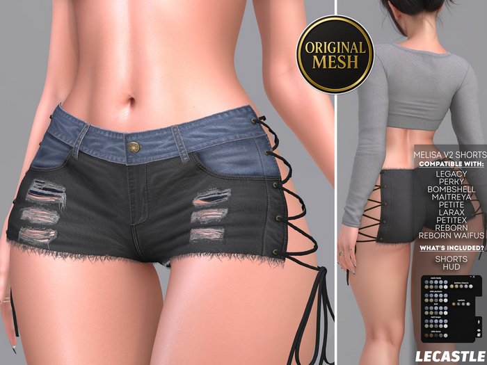 LECASTLE - Melisa V2 Shorts, Legacy, Perky, Bombshell, Maitreya, Petite, Reborn, Waifus, LaraX, PetiteX