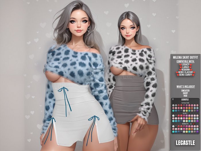 PROMO! - [LECASTLE] Milena Skirt Outfit,Legacy,LaraX,Reborn,GenX Classic,GenX Curvy