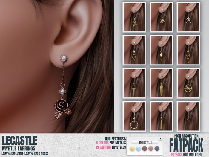 [LECASTLE] Myrtle Earrings - 13 in 1 - LELUTKA Rigged Earrings 3948