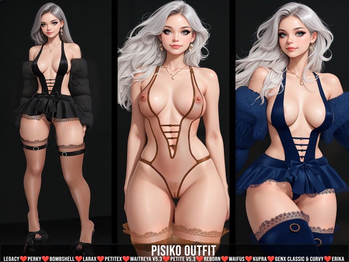 [LECASTLE] Pisiko Outfit, Legacy, Perky, LaraX, PetiteX, Lara V5.3, Petite V5.3, GenX, Reborn, Waifus,Erika