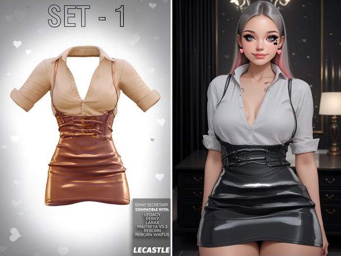 [LECASTLE] Simay Secretary SET-1, Legacy • Perky • Bombshell • LaraX •PetiteX • Maitreya & Petite • Reborn • Waifus