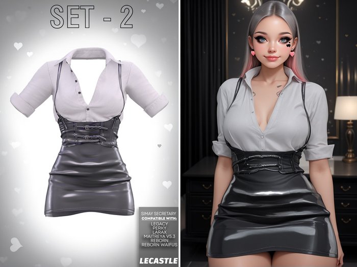 [LECASTLE] Simay Secretary SET-2, Legacy • Perky • Bombshell • LaraX •PetiteX • Maitreya & Petite • Reborn • Waifus