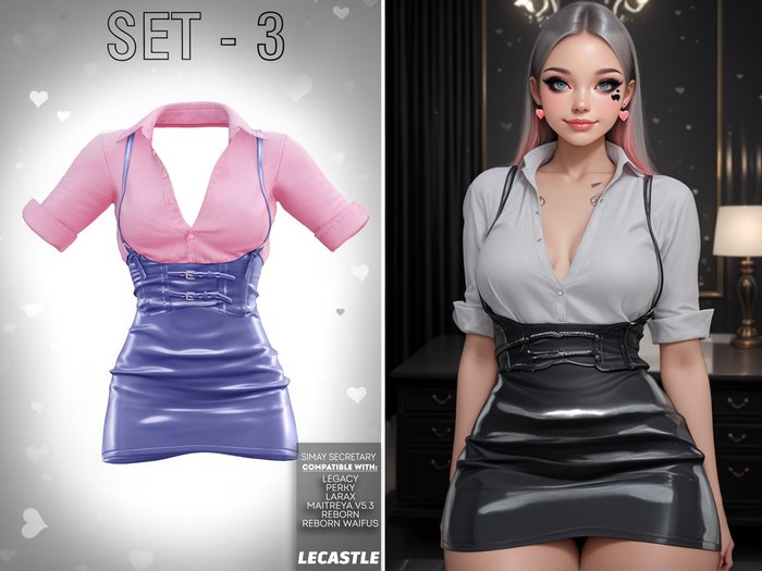 [LECASTLE] Simay Secretary SET-3, Legacy • Perky • Bombshell • LaraX •PetiteX • Maitreya & Petite • Reborn • Waifus