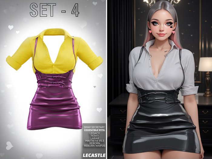 [LECASTLE] Simay Secretary SET-4, Legacy • Perky • Bombshell • LaraX •PetiteX • Maitreya & Petite • Reborn • Waifus