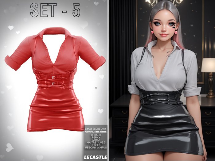 [LECASTLE] Simay Secretary SET-5, Legacy • Perky • Bombshell • LaraX •PetiteX • Maitreya & Petite • Reborn • Waifus
