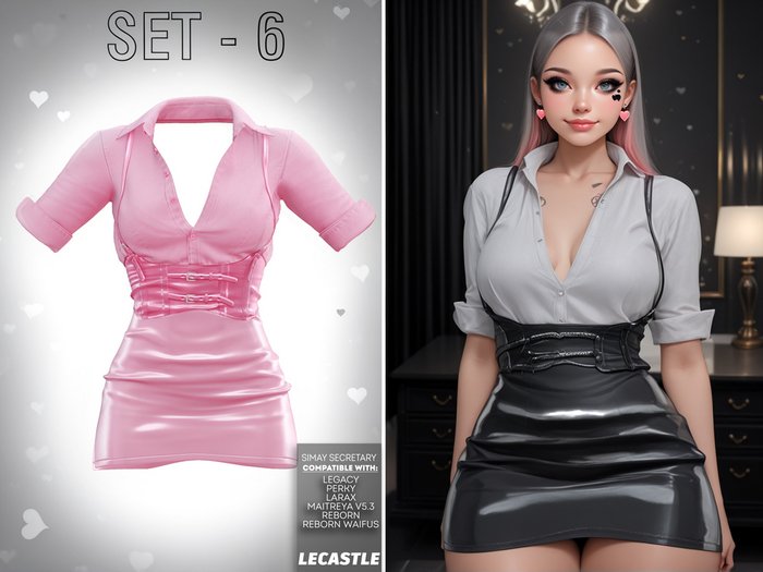 [LECASTLE] Simay Secretary SET-6, Legacy • Perky • Bombshell • LaraX •PetiteX • Maitreya & Petite • Reborn • Waifus