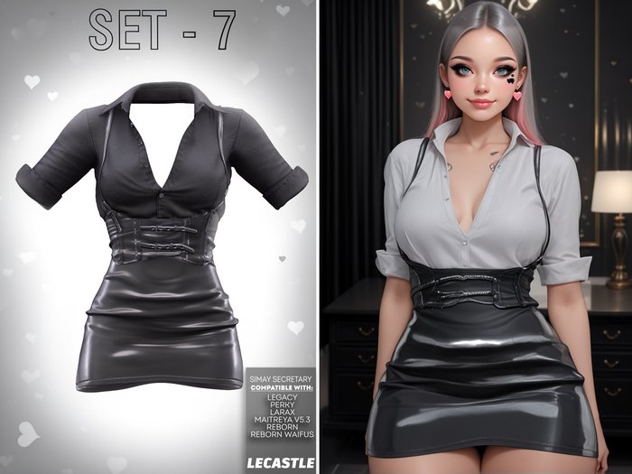 [LECASTLE] Simay Secretary SET-7, Legacy • Perky • Bombshell • LaraX •PetiteX • Maitreya & Petite • Reborn • Waifus
