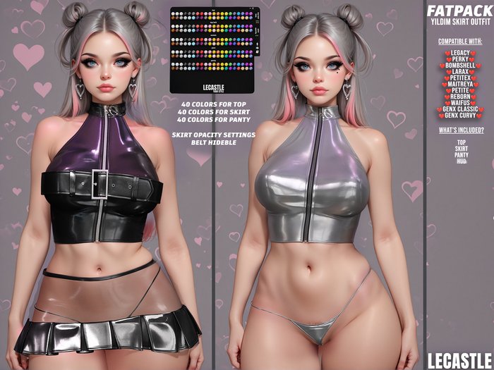 [LECASTLE] Yildim Skirt Outfit,Legacy,Perky,Bombshell,LaraX,PetiteX,Maitreya,Petite,Reborn,Waifu,GenX Classic & Curvy