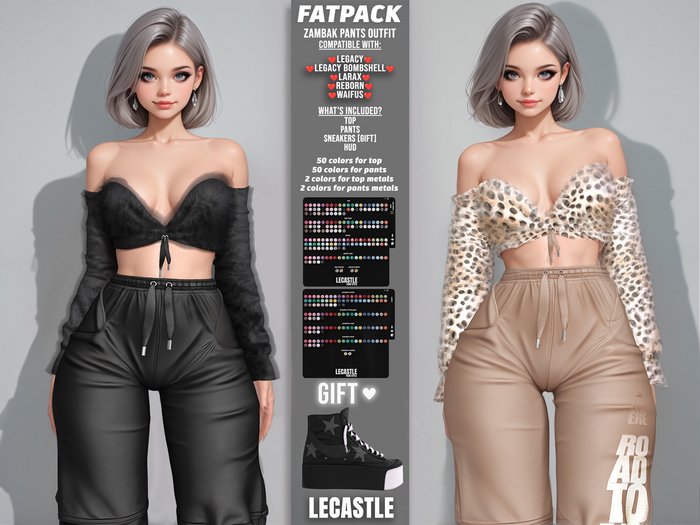 [LECASTLE] Zambak Pants Outfit Legacy, Bombshell, LaraX, Reborn, Waifus