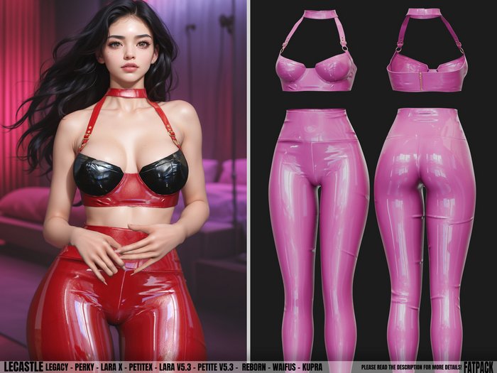[LECASTLE] Sonje Outfit LATEX *PINK*,Perky, LaraX, PetiteX,Lara V5.3,Petite V5.3,GenX,Reborn,Waifus