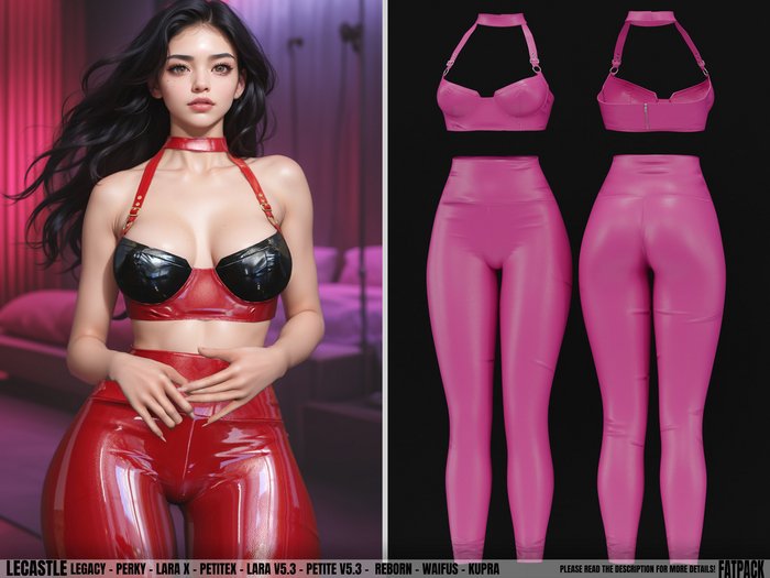 [LECASTLE] Sonje Outfit LEATHER *PINK*,Perky, LaraX, PetiteX,Lara V5.3,Petite V5.3,Reborn,Waifus