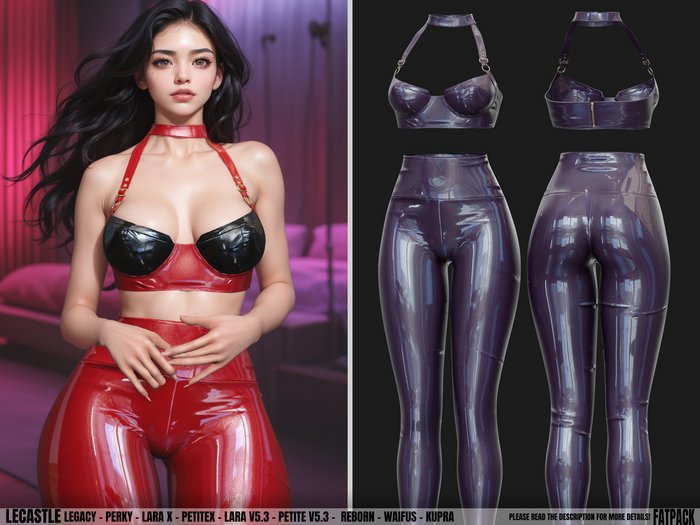 [LECASTLE] Sonje Outfit LATEX *PURPLE*,Perky, LaraX, PetiteX,Lara V5.3,Petite V5.3,GenX,Reborn,Waifus