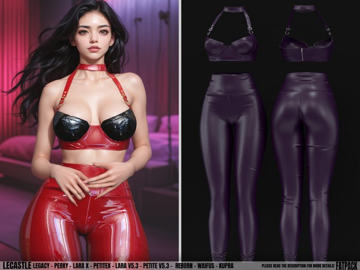 [LECASTLE] Sonje Outfit LEATHER *PURPLE*,Perky, LaraX, PetiteX,Lara V5.3,Petite V5.3,GenX,Reborn,Waifus