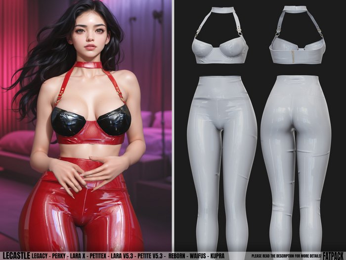 [LECASTLE] Sonje Outfit LATEX *WHITE*,Perky, LaraX, PetiteX,Lara V5.3,Petite V5.3,GenX,Reborn,Waifus