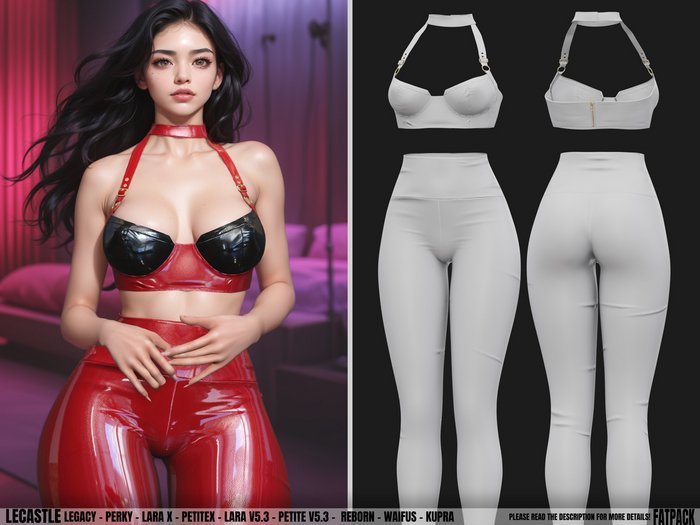 [LECASTLE] Sonje Outfit LEATHER *WHITE*,Perky,Lara V5.3,Petite V5.3,GenX,Reborn,Waifus