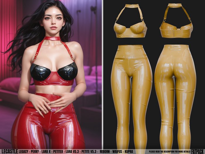 [LECASTLE] Sonje Outfit LATEX *YELLOW*,Perky, LaraX, PetiteX,Lara V5.3,Petite V5.3,GenX,Reborn,Waifus