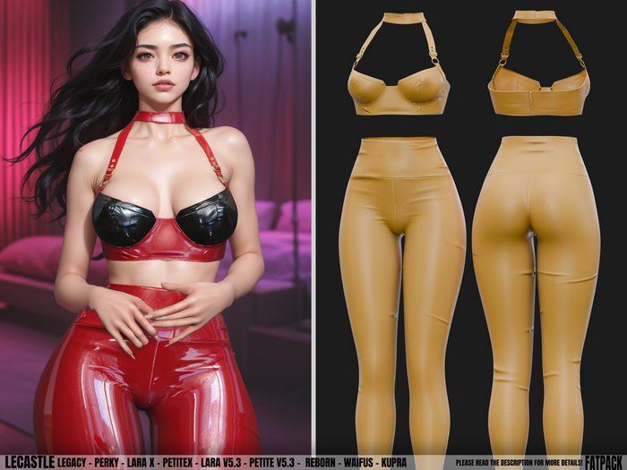 [LECASTLE] Sonje Outfit LEATHER *YELLOW*,Perky, LaraX, PetiteX,Lara V5.3,Petite V5.3,GenX,Reborn,Waifus