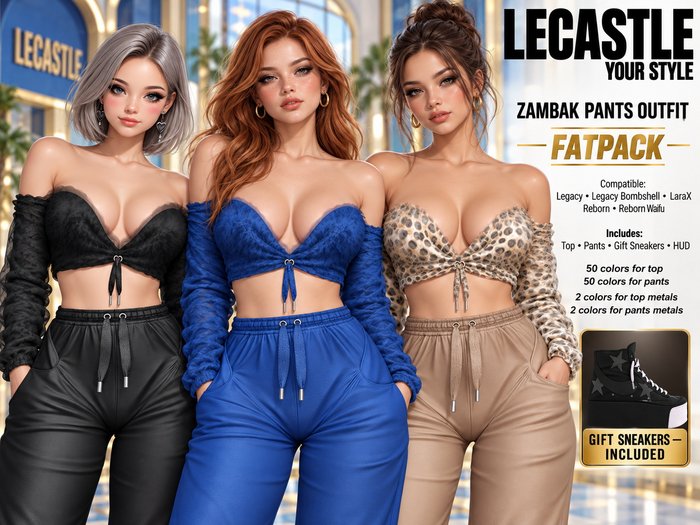 [LECASTLE] Zambak Pants Outfit Legacy, Bombshell, LaraX, Reborn, Waifus