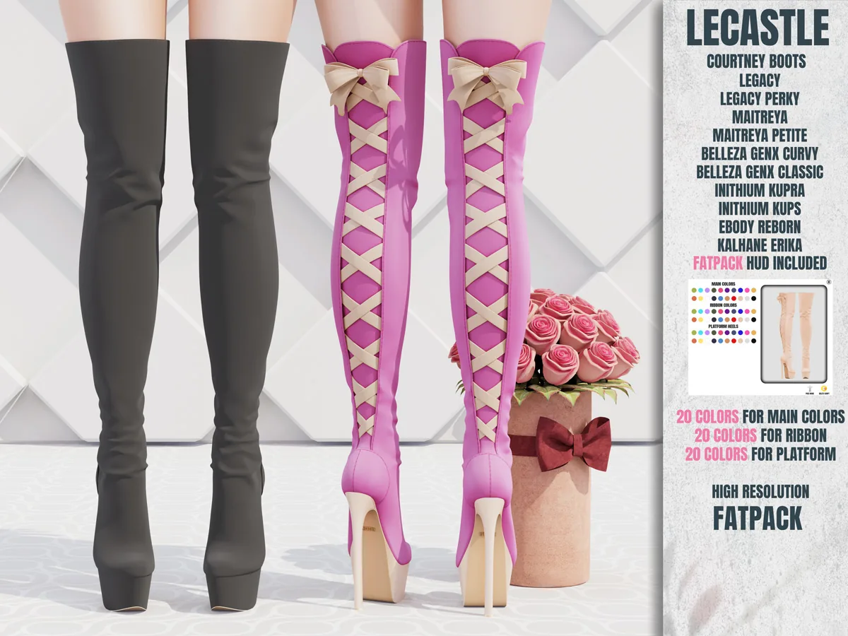 [LECASTLE] Courtney Boots - Legacy, Perky, Maitreya, Petite, Reborn, Kupra, Erika%100 Original Mesh Design 4646