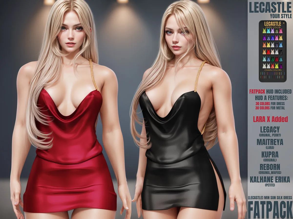 [LECASTLE] Min Sun Silk Dress - Legacy, Perky, LaraX, Maitreya, Kupra, Reborn, Erika Petite 5289