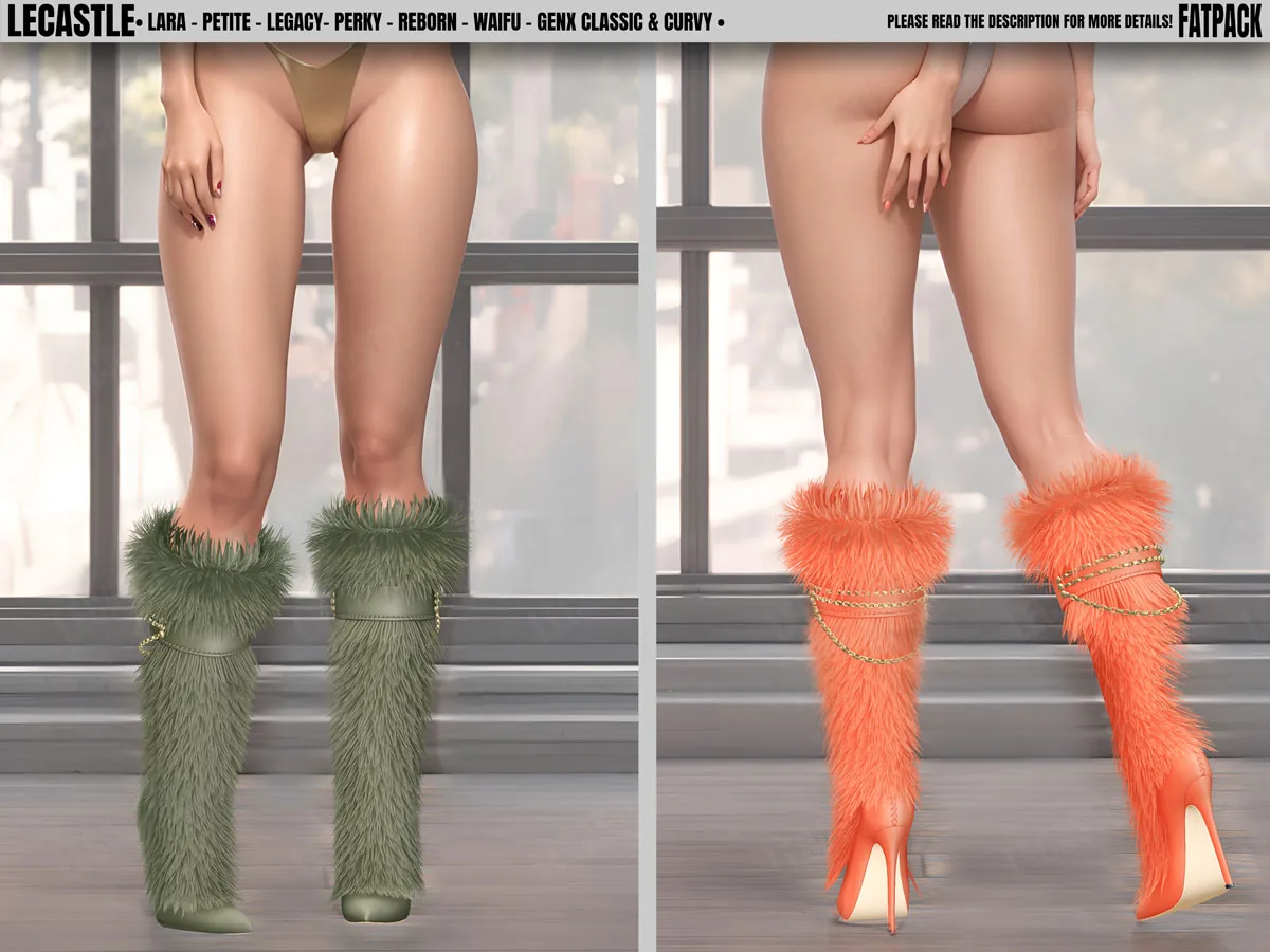 [LECASTLE] Okuma Fur Boots - Legacy, Perky, Maitreya, Petite, GenX Classic & Curvy, Reborn & Waifu 1311
