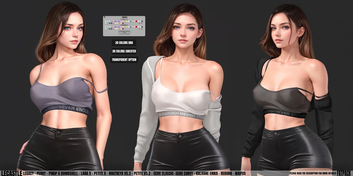 [LECASTLE] Elsie Top, Legacy, Perky, LaraX, PetiteX, Lara V5.3, Petite V5.3, Erika, GenX, Reborn, Waifus 2736