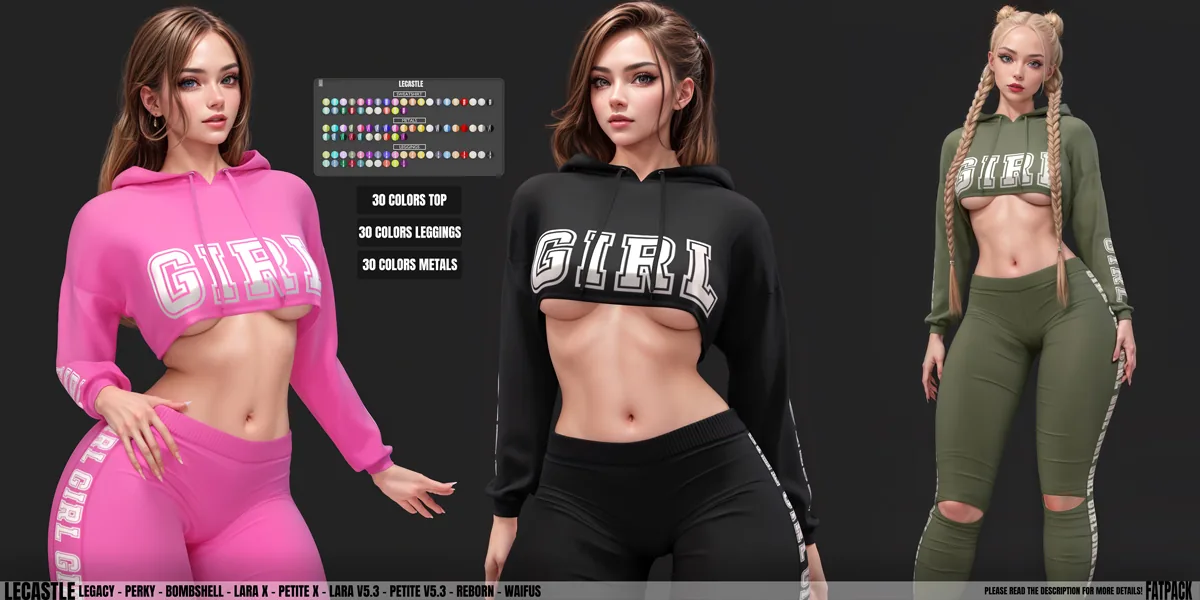 [LECASTLE] Adrian Crop Sweat & Leggings Set