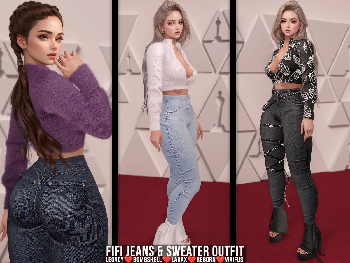 [LECASTLE] Fifi Jeans & Sweater Outfit, Legacy,Bombshell,Reborn,Waifus,LaraX
