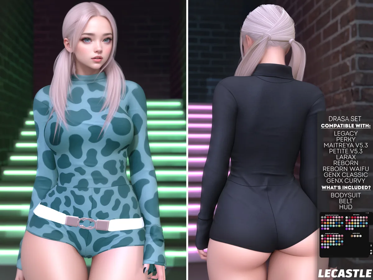 [LECASTLE] Drasa Bodysuit,Legacy,Perky,LaraX,Maitreya,Petite,Reborn,GenX Classic & Curvy
