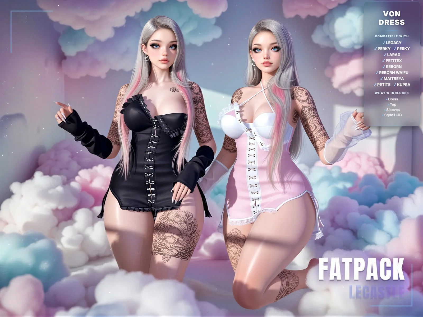 [LECASTLE] Von Dress,Legacy,Perky,Bombshell,LaraX,PetiteX,Maitreya,Petite,Reborn,Waifus,Kupra