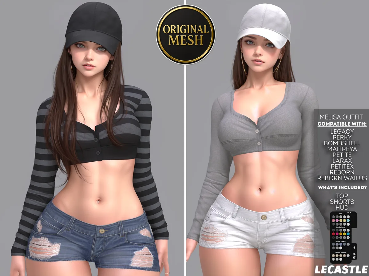 [LECASTLE] Melisa Outfit, Legacy, Perky, Bombshell, Maitreya, Petite, LaraX, PetiteX, Reborn, Waifu