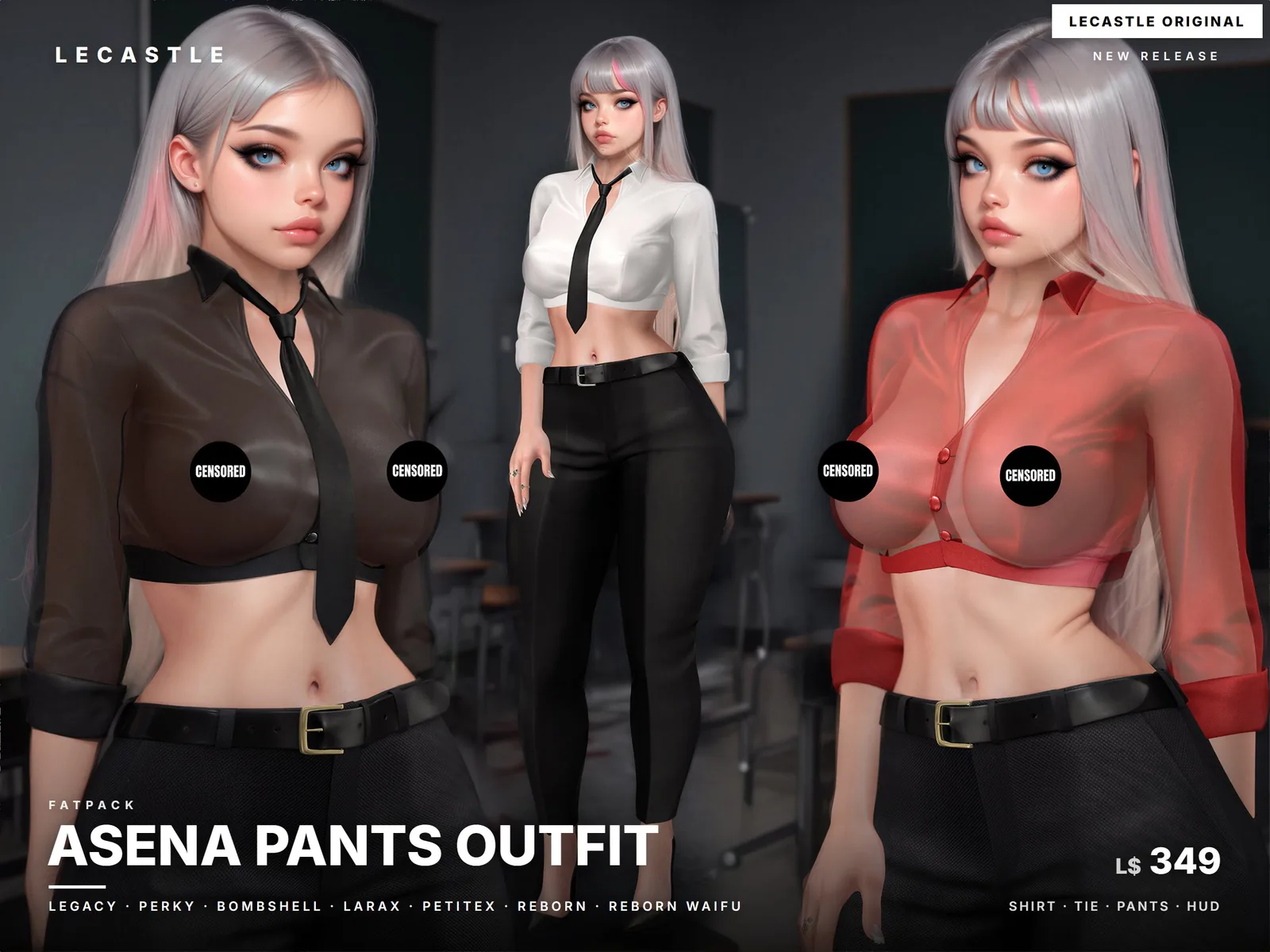 [LECASTLE] Asena Pants Outfit Fatpack • Legacy • Perky • Bombshell • LaraX • PetiteX • Reborn • Reborn Waifu