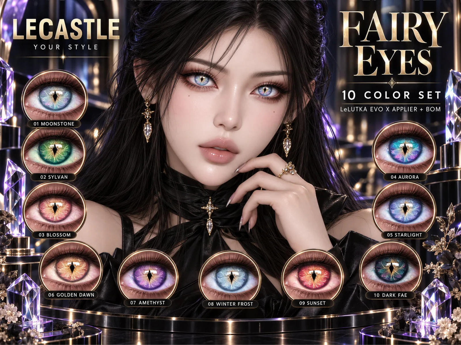 [LECASTLE] Fairy Eyes • 10 Color HUD • LeLUTKA Evo X Applier + BOM