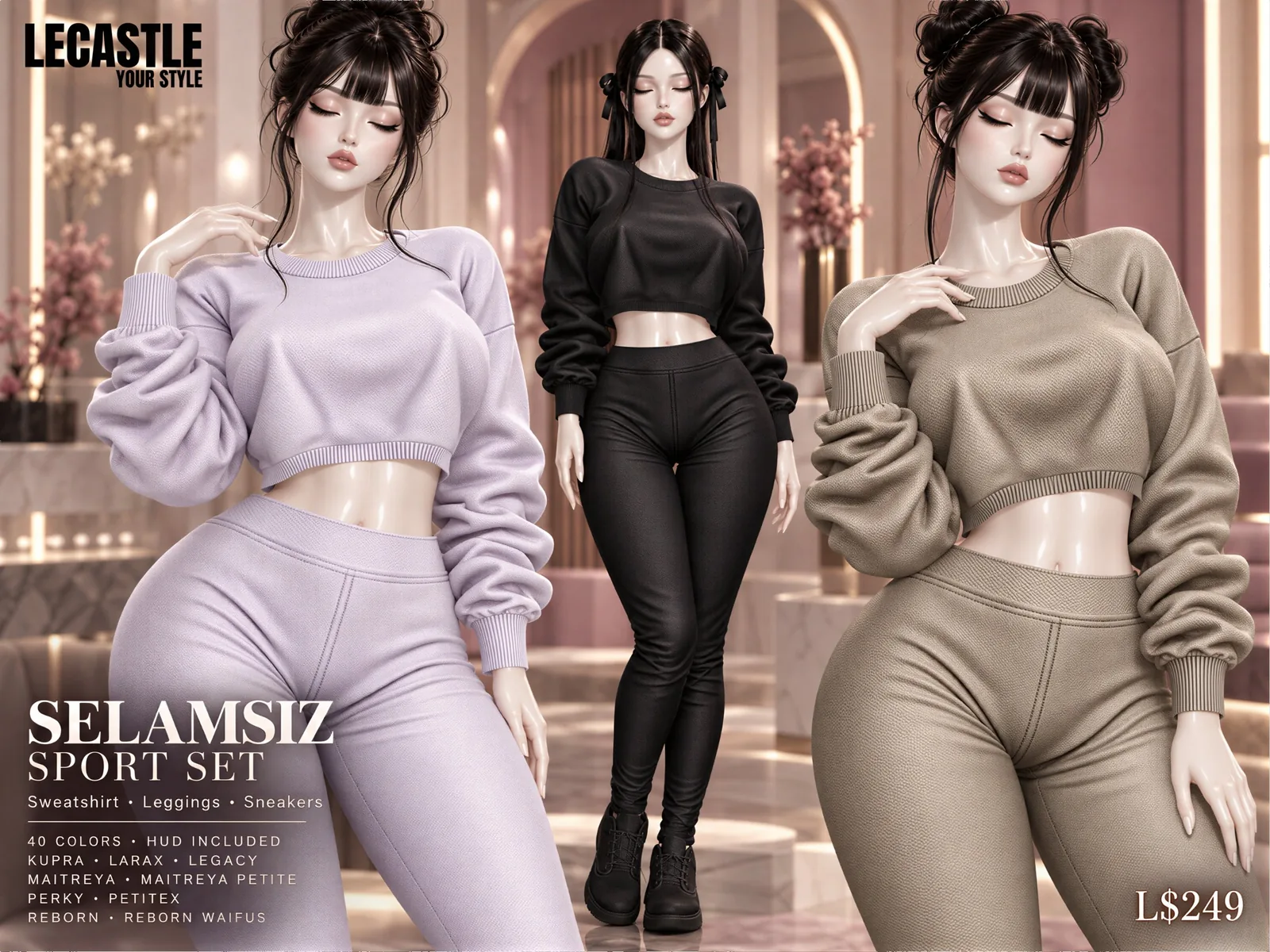 [LECASTLE] Selamsiz Sport Set Fatpack • Legacy • LaraX • Reborn • Maitreya • Kupra